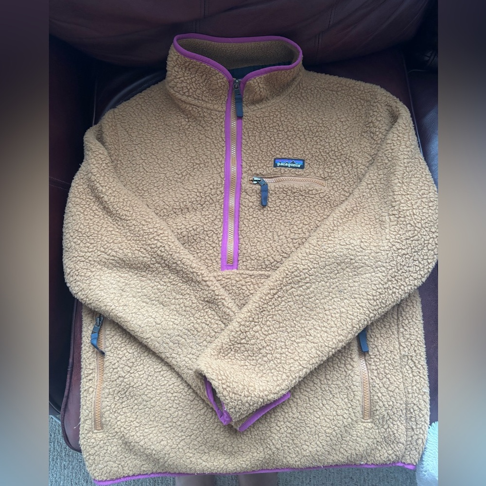 Patagonia Tan and Purple Women's Sweater